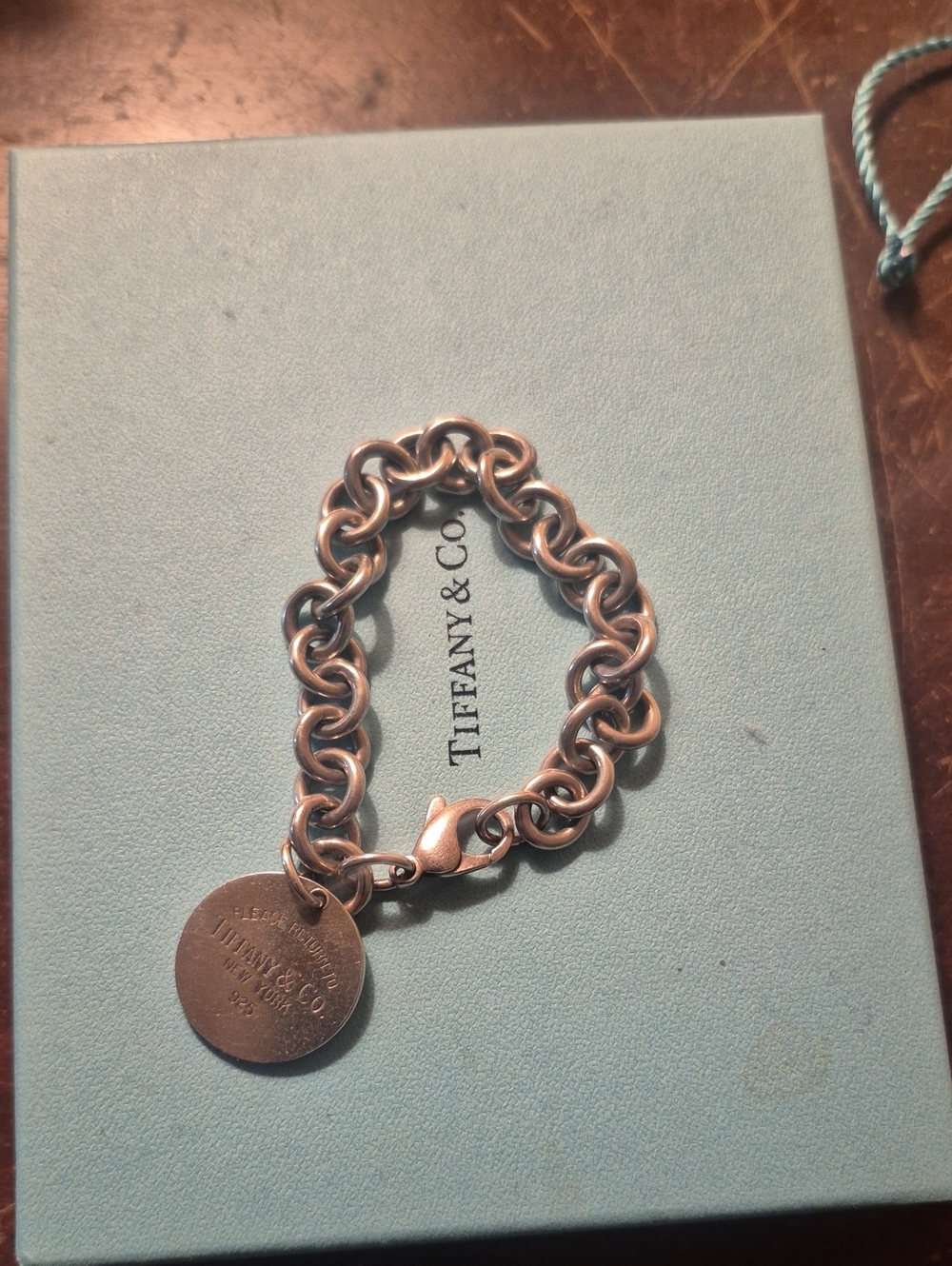 Tiffany & Co. Sterling Silver Link Bracelet with Round Tag - Silver